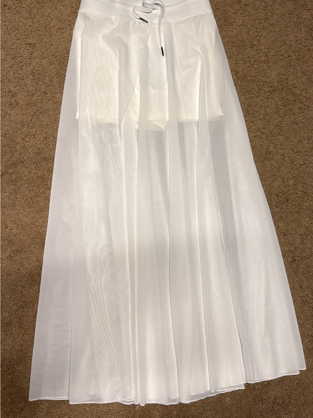 Halara White Sheer Pleated Maxi Skirt